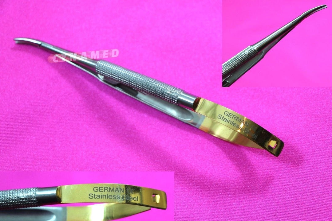 German Stainless Set of 5 Castroviejo Micro Scissors Needle Holder Straight and Curved and Micro Forceps Dental Eye Instruments
