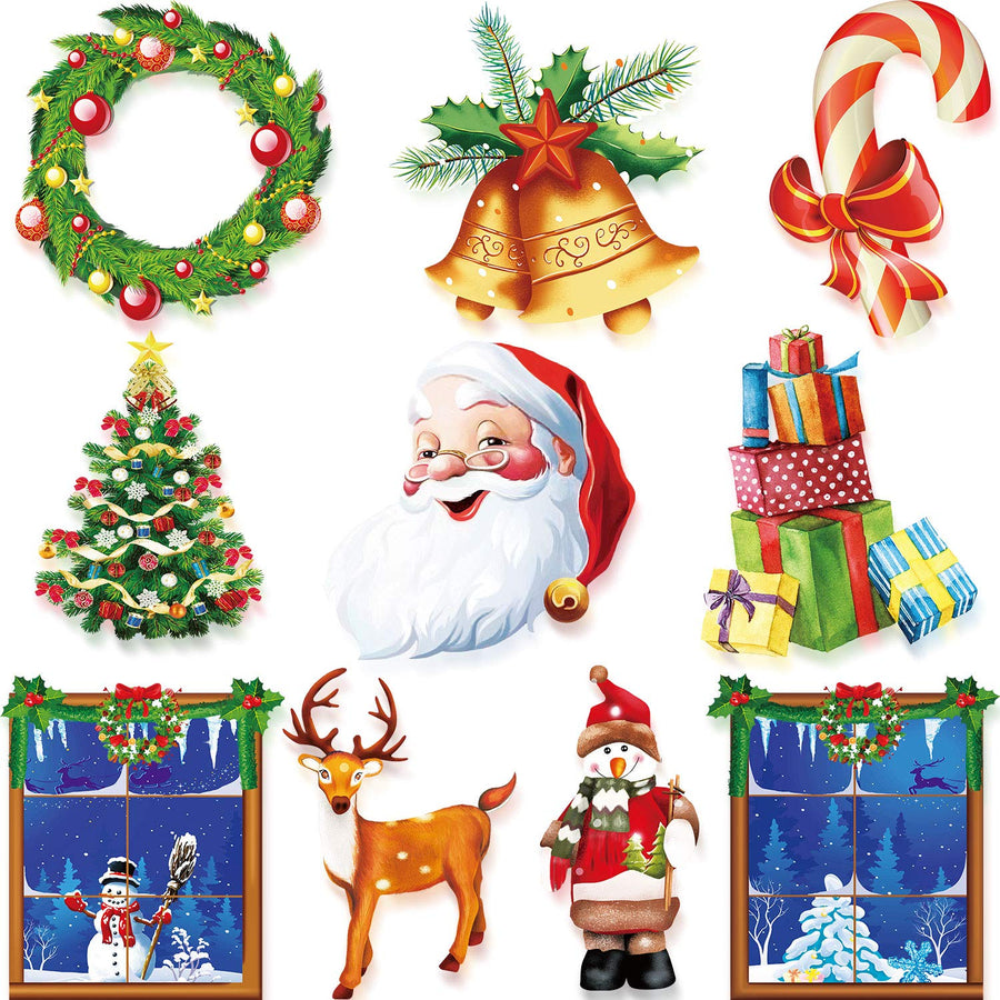 10 Pieces Christmas Cutouts Decoration Winter Cutouts with Glue Point Dots for Christmas Party Winter Bulletin Board Classroom School Home Window or Door