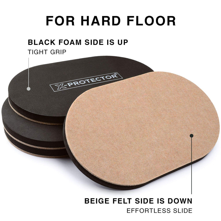 Felt Furniture Sliders Hardwood Floors X-PROTECTOR – 4 PCS 9 1/2 inch Furniture Sliders – Heavy Duty Felt Sliders Hard Surfaces – Move Your Furniture Easily & Safely!