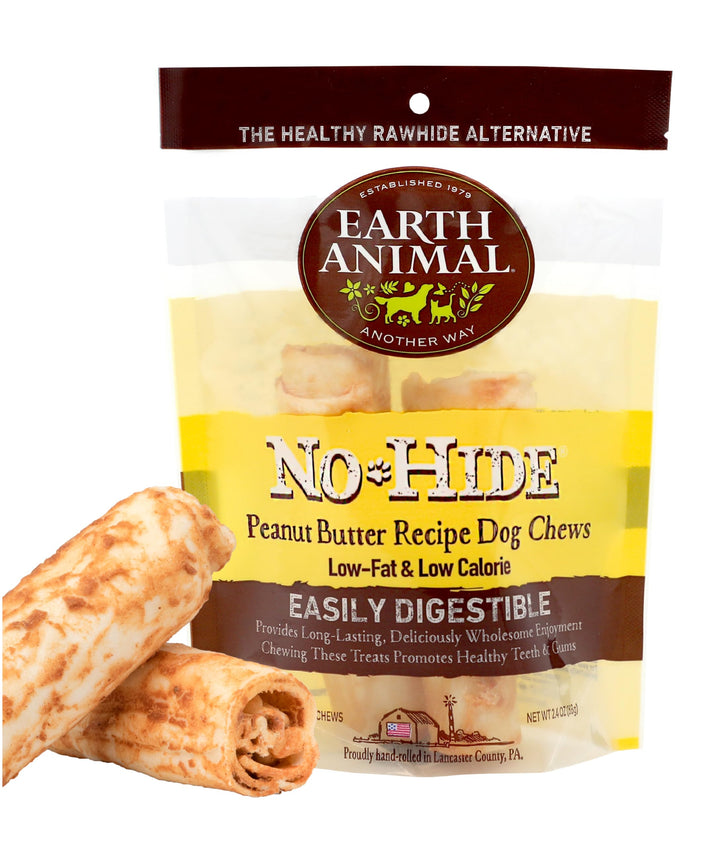 No Hide Small Long Lasting Dog Chew Rolls, Peanut Butter, 2 Count Pack of 1
