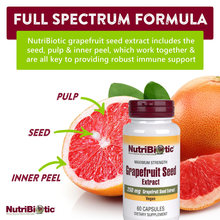 – Grapefruit Seed Extract Capsules 250 mg, 60 Count - Maximum Strength with Bioflavonoids