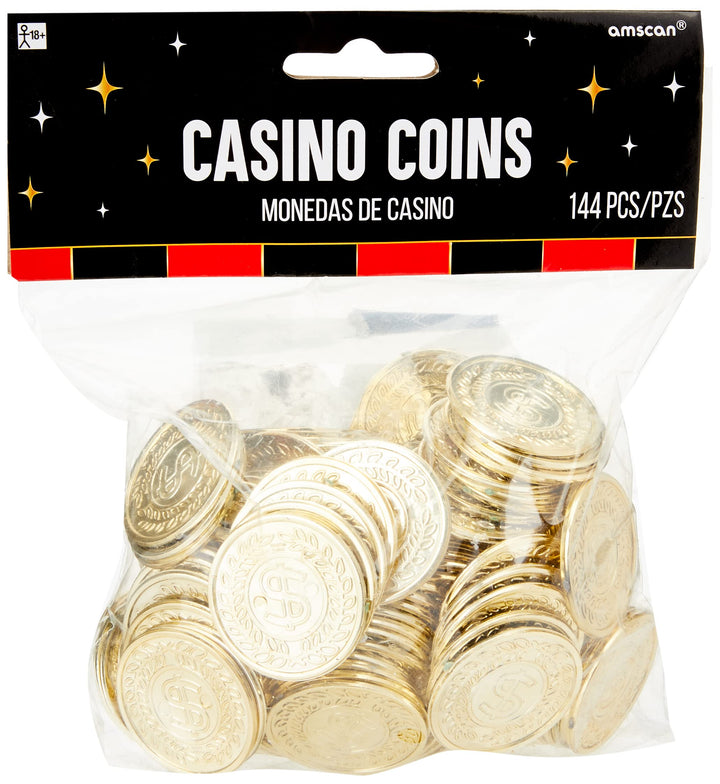 Eye-Catching Casino Gold Coins - 7 .50 x 5.62 (Pack of 144) - Premium & Durable Design - Perfect for Gaming, Party Favors & Gifts