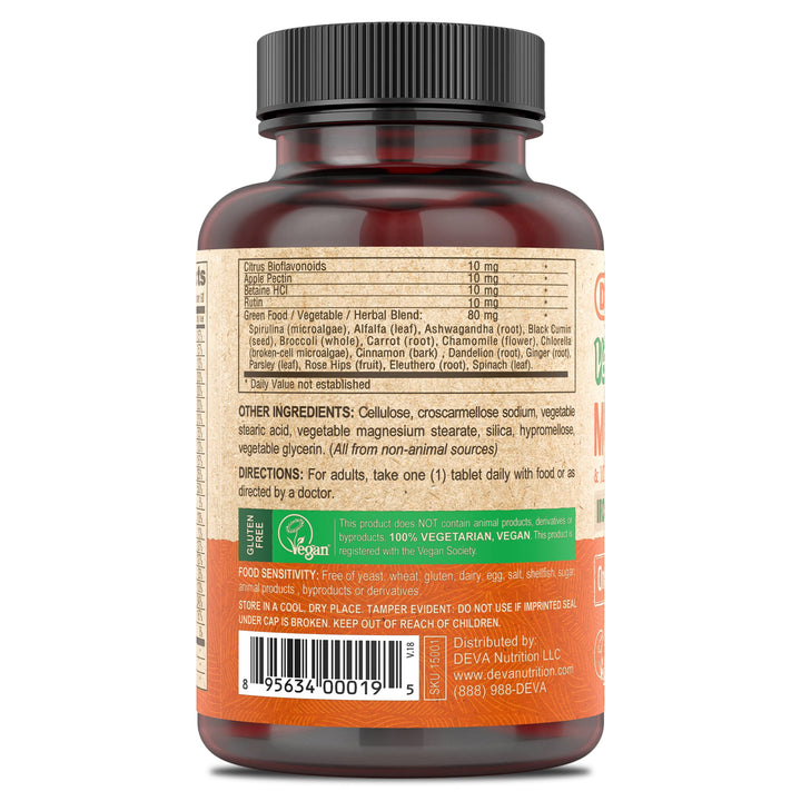 Vegan Multivitamin & Mineral Supplement Iron-Free - Vegan Formula with Green Whole Foods, Veggies, and Herbs - High Potency - 100% Vegan - 90 Count (Pack of 1)