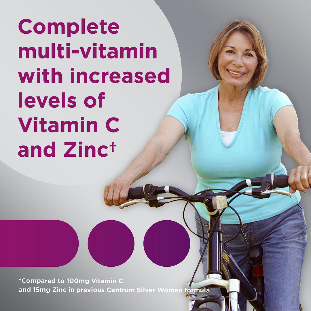 Silver Women's Multivitamin for Women 50 Plus, Multivitamin/Multimineral Supplement with Vitamin D3, B Vitamins, Calcium and Antioxidants, Gluten Free, Non-GMO Ingredients - 200 Count