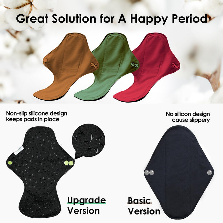 Reusable Menstrual Pads - Reusable Sanitary Pads | Reusable Panty Liners | Soft Cloth Menstrual Pads - 6 Pack with 1 Cloth Mini Wet Bag (Large, Lovely Bird)