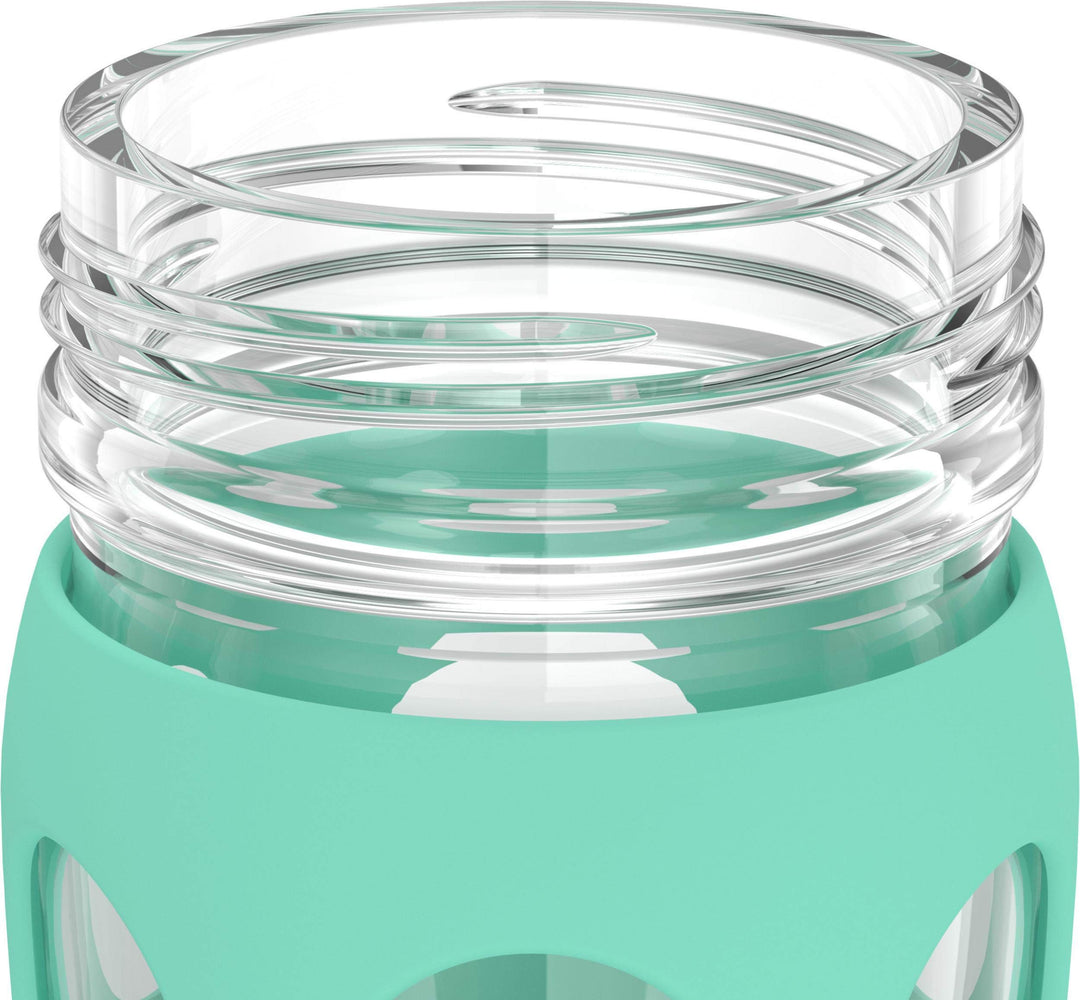 22-Ounce Glass Water Bottle with Active Flip Cap and Protective Silicone Sleeve, Sea Green