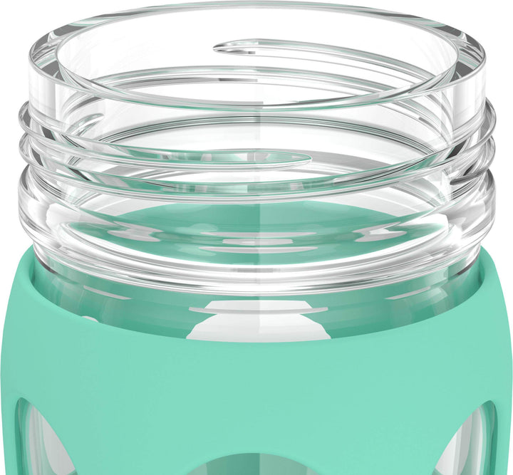 22-Ounce Glass Water Bottle with Active Flip Cap and Protective Silicone Sleeve, Sea Green
