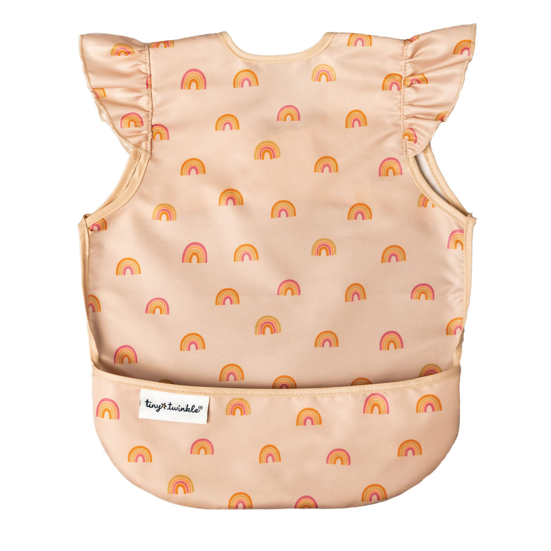 Mess Proof Baby Bib - Waterproof Baby Apron - Machine Washable - PVC, BPA, & Phthalate Free - Great Travel Bib for Baby Eating - Baby Food Bibs (Boho Rainbow, Small 6-24 Months)