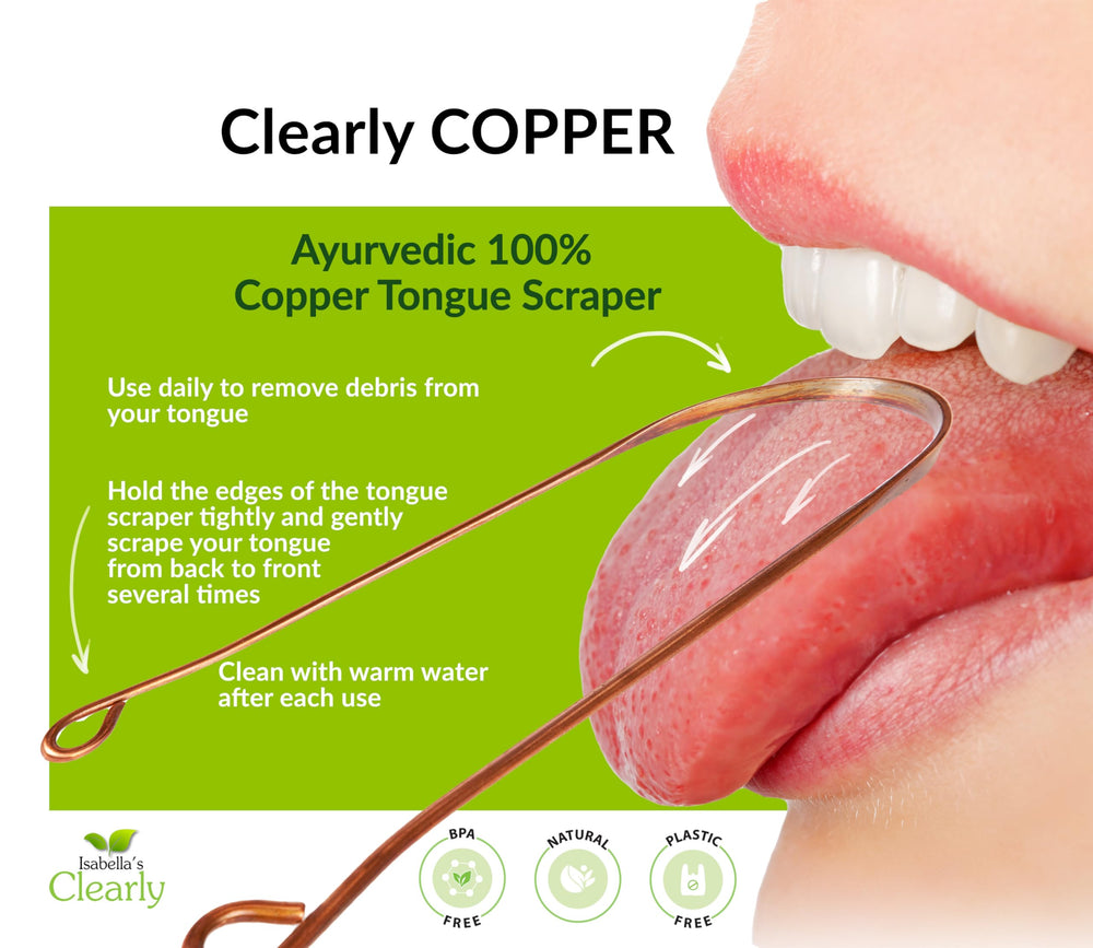 COPPER Tongue Scraper Cleaner | 100% Pure Heavy Duty Metal, BPA Free, Easy to Use for Adults and Kids | Natural Oral Care for Fresh Breath and Improved Oral Hygiene