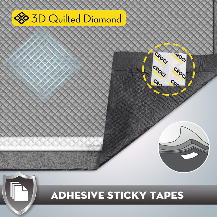 CROCI 36x36 3XL Activated Carbon Pee Pads for Dogs, Odor-Control Charcoal Dog Pads Absorbs Up to 11 Cups of Liquid, 6-Layer Thicker Leak-Proof & Quick Dry Dog Training Pads, Disposable (25 Counts)