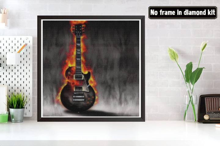 5D Diamond Painting Kits Agni Guitar, Full Drill Musical Instrument DIY Rhinestone Embroidery Set Paint with Diamonds Art by Number Kits Cross Stitch Home Wall Craft Decoration (16x16inch)