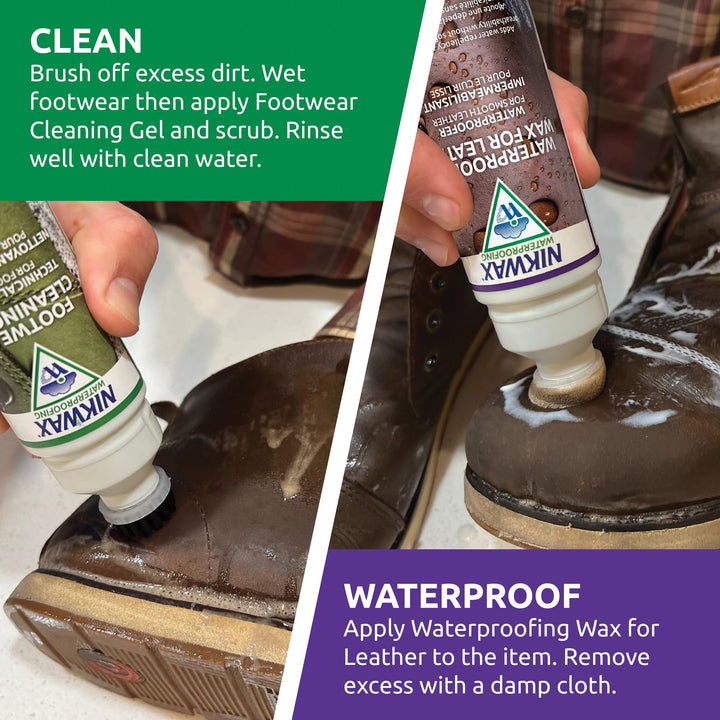 Waterproofing Wax for Leather, Liquid, Restores DWR Water Repellency, Shoe Care, Boot & Footwear Cleaner, Rain Protection, Safe for Gore-Tex