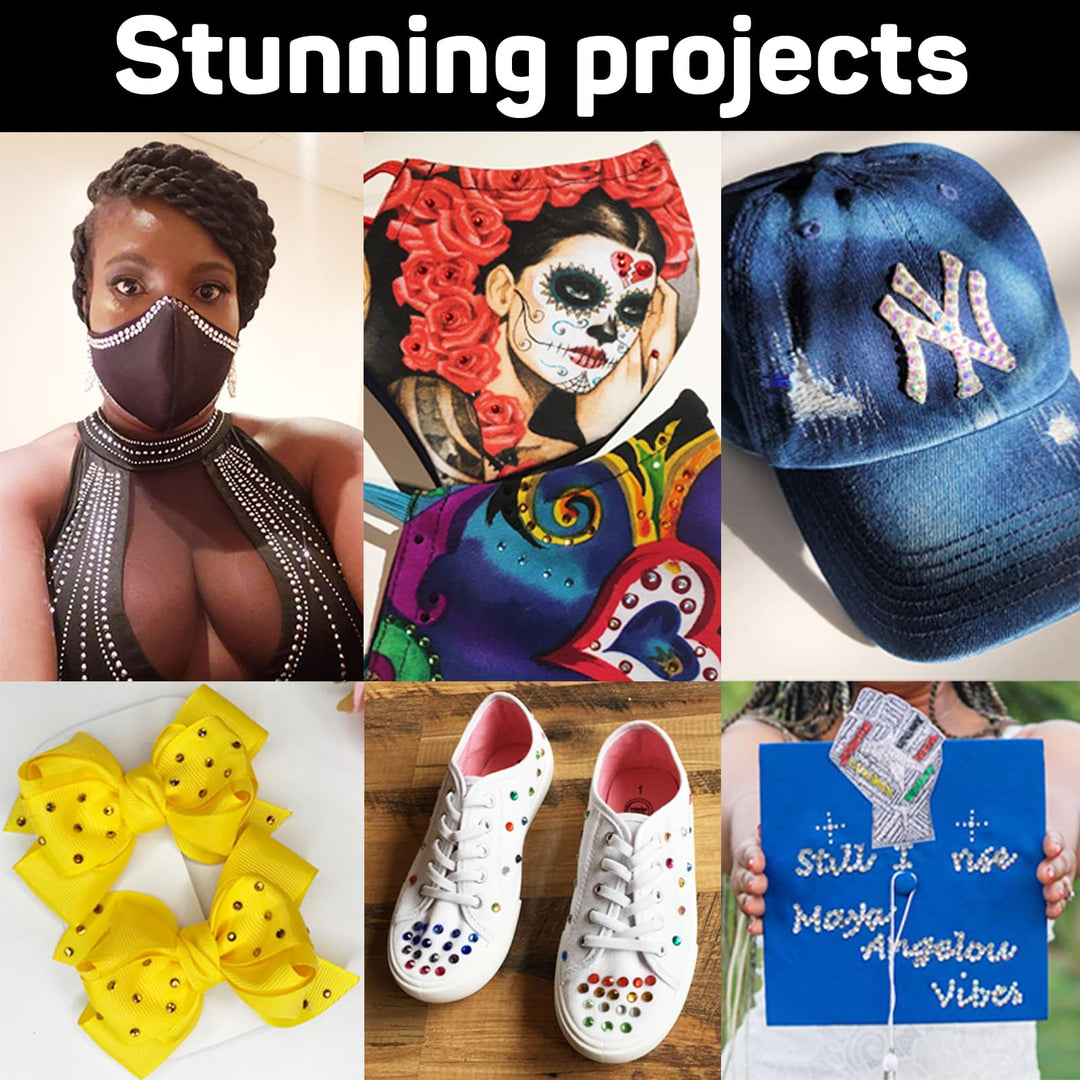 Hotfix Rhinestone Applicator with 3400 Pcs Hot Fix Rhinestones, Bedazzler Kit with Rhinestones, Bedazzle Tool Gun for Clothing, Clothes, Fabric - 3mm 4mm 5mm SS10/SS16/SS20 | Washable