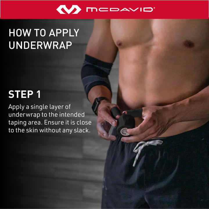 Athletic Foam UnderWrap, Lightweight Sports Wrap for Pre-Taping Support & Protection, All-Day Comfort, Black, 2-Pack (30 yards each)