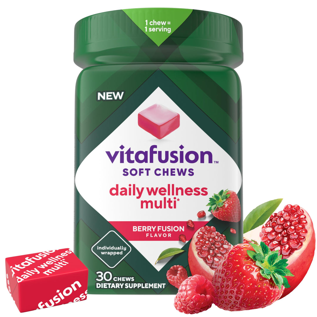 Soft Chews Daily Wellness Multi(1), Chewable Multivitamins for Adults, Individually Wrapped, Berry Fusion Flavor, 30 Chews, 30 Day Supply