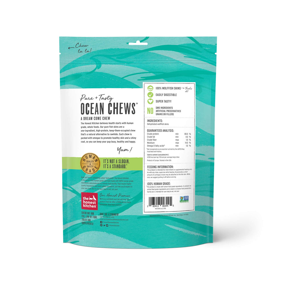 Ocean Chews Hearty Wolffish Skins Dog Treats, 6 oz (Beams)