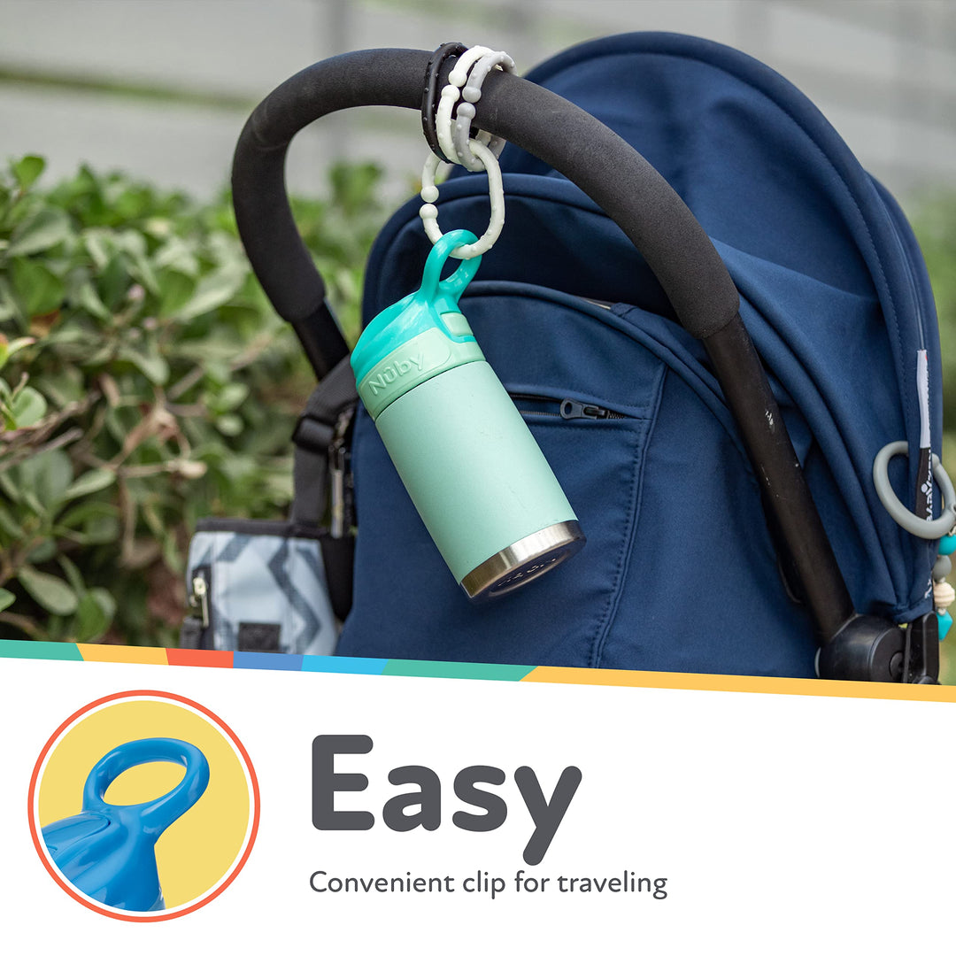 Thirsty Kids No Spill Flip-It Reflex Stainless Steel Travel Cup or Water Bottle - 10 Oz - 18+ Months - Blue