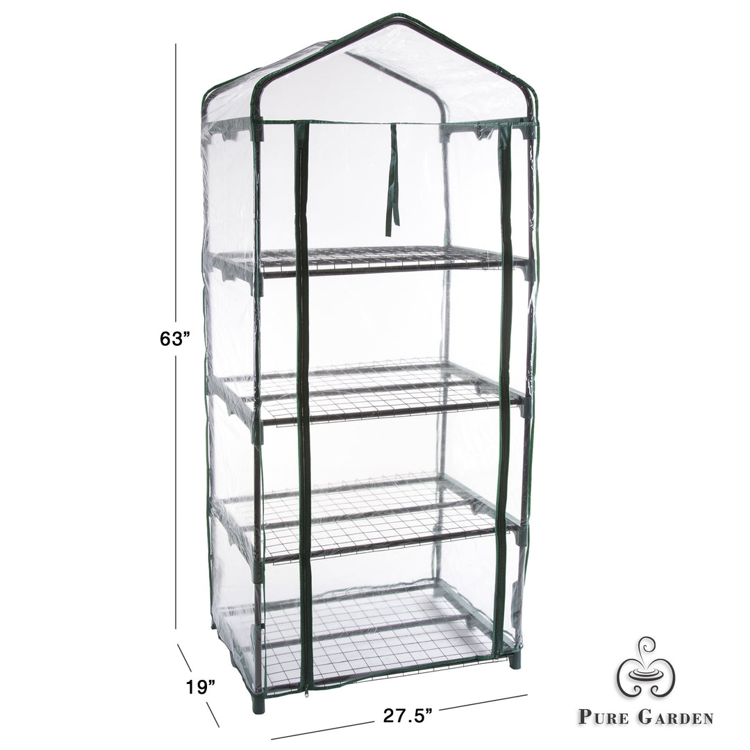 Outdoor Greenhouse ' 63-Inch Hot House with PVC Cover and 4-Tiers of Metal Plant Shelves