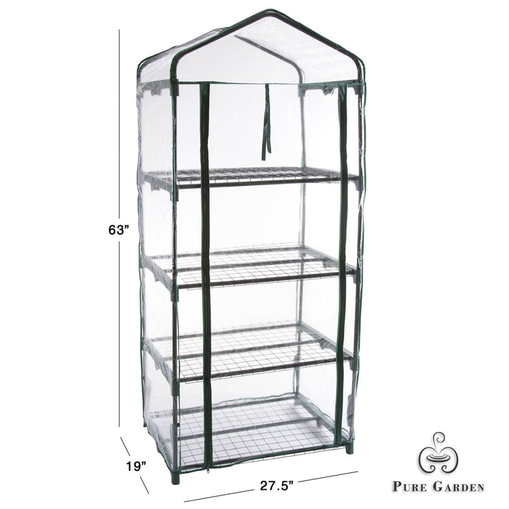 Outdoor Greenhouse ' 63-Inch Hot House with PVC Cover and 4-Tiers of Metal Plant Shelves