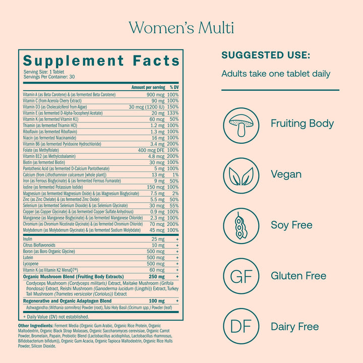 One Daily Women’s Multivitamin (30 Vegan Tablets) & One Daily Women’s Probiotic (30 Vegetarian Capsules) - Gluten Free, Soy Free, Organic - 30-Day Supply of Each