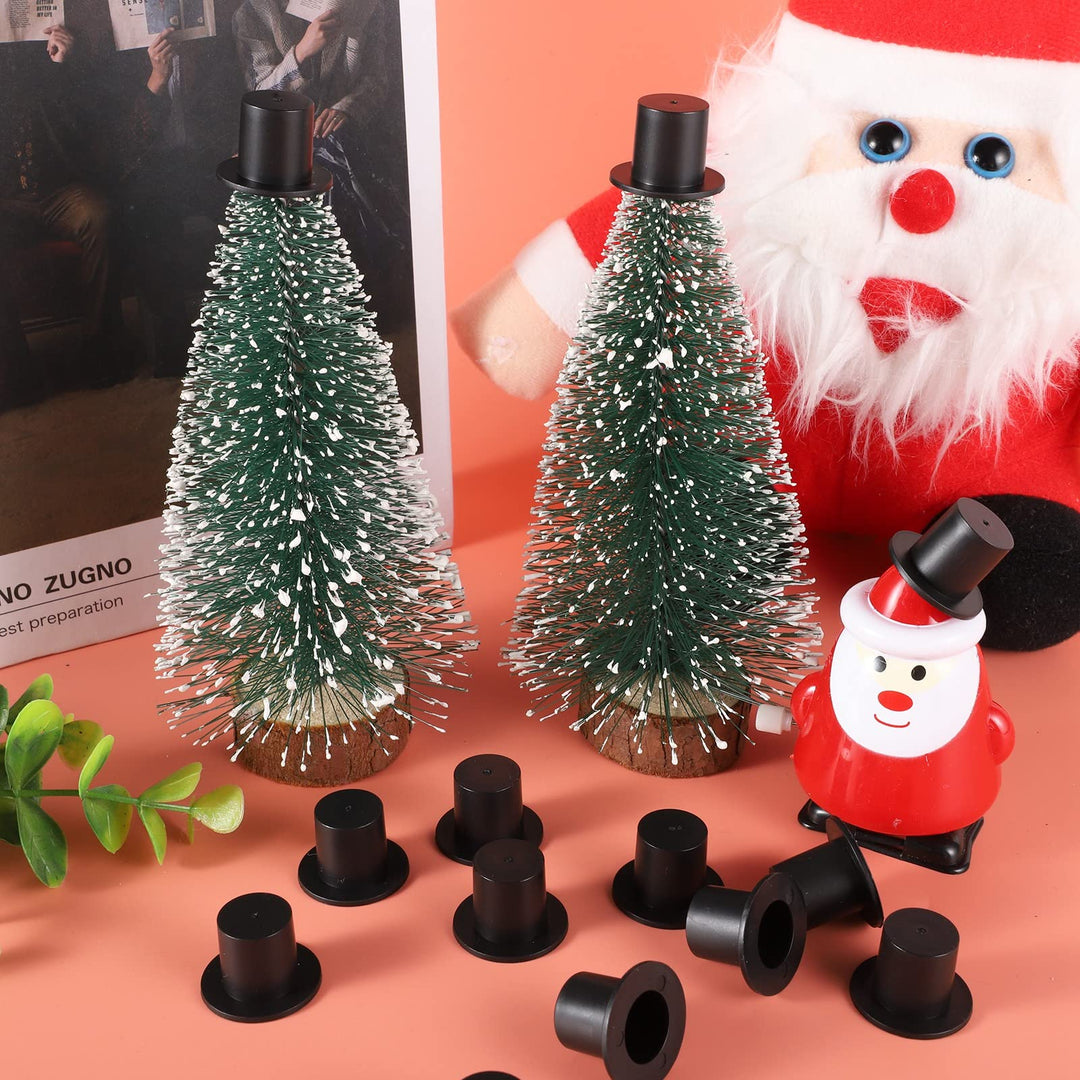 Mini Black Top Hats, 50Pcs Plastic Miniature Top Hats for Art and Crafts DIY Christmas Decorations