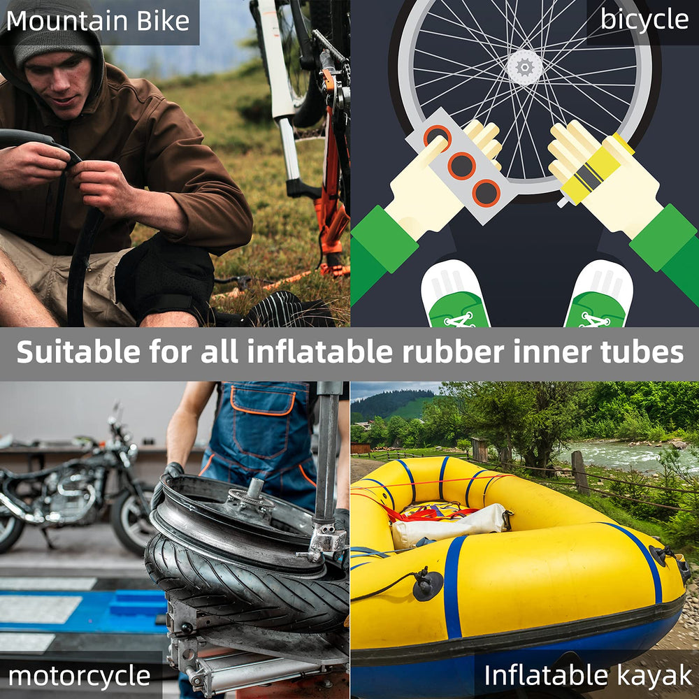 Bike Tire Repair Kits - Bycicle Inner Tube Puncture Patch Kit with 24PCS Vulcanizing Patches,Sandpaper,Metal Rasp,Portable Storage Box for Cycling, Motorcycle, BMX, ATVs, Inflatable Rubber (Black-1)