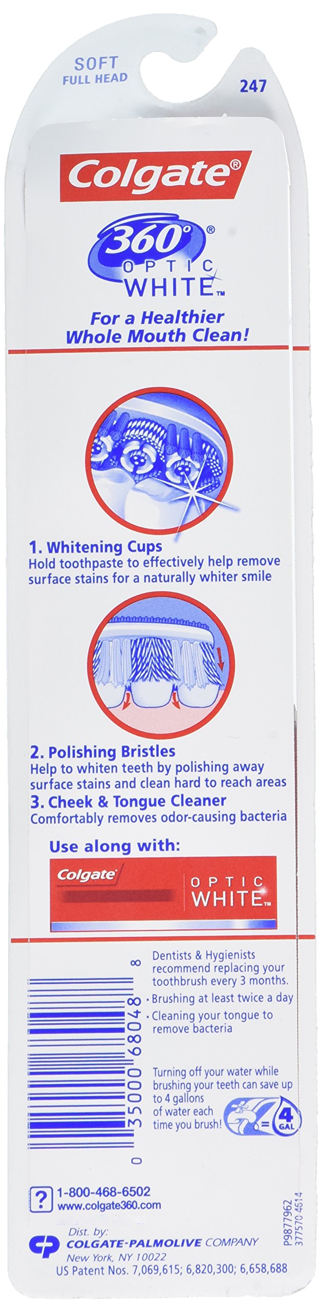 360° Optic White Whitening Toothbrush, Soft - 2Count