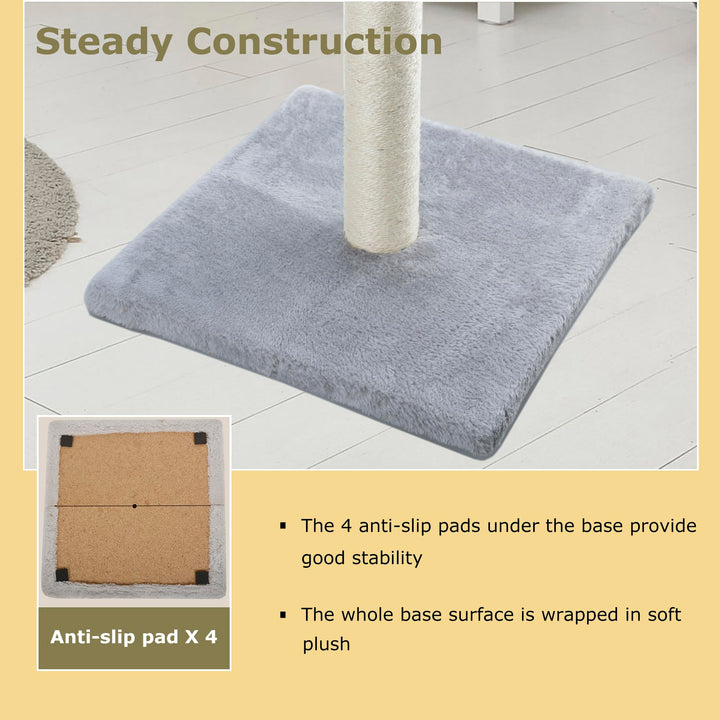 34 Tall Cat Scratching Post for Large Cats and Kittens, High Vertical Scratcher with Premium Natural Sisal Rope and Interactive Hanging Ball for Indoor Cat(Grey, 34 inches for Large Cats)