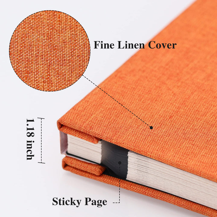 Large Photo Album Self Adhesive for 4x6 8x10 Pictures Linen Scrapbook Album DIY 40 Blank Pages with A Metallic Pen