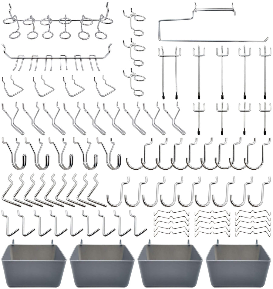 Peg Board Hooks Accessories, Pegboard Bins, Organizer, for Garage, 120pcs