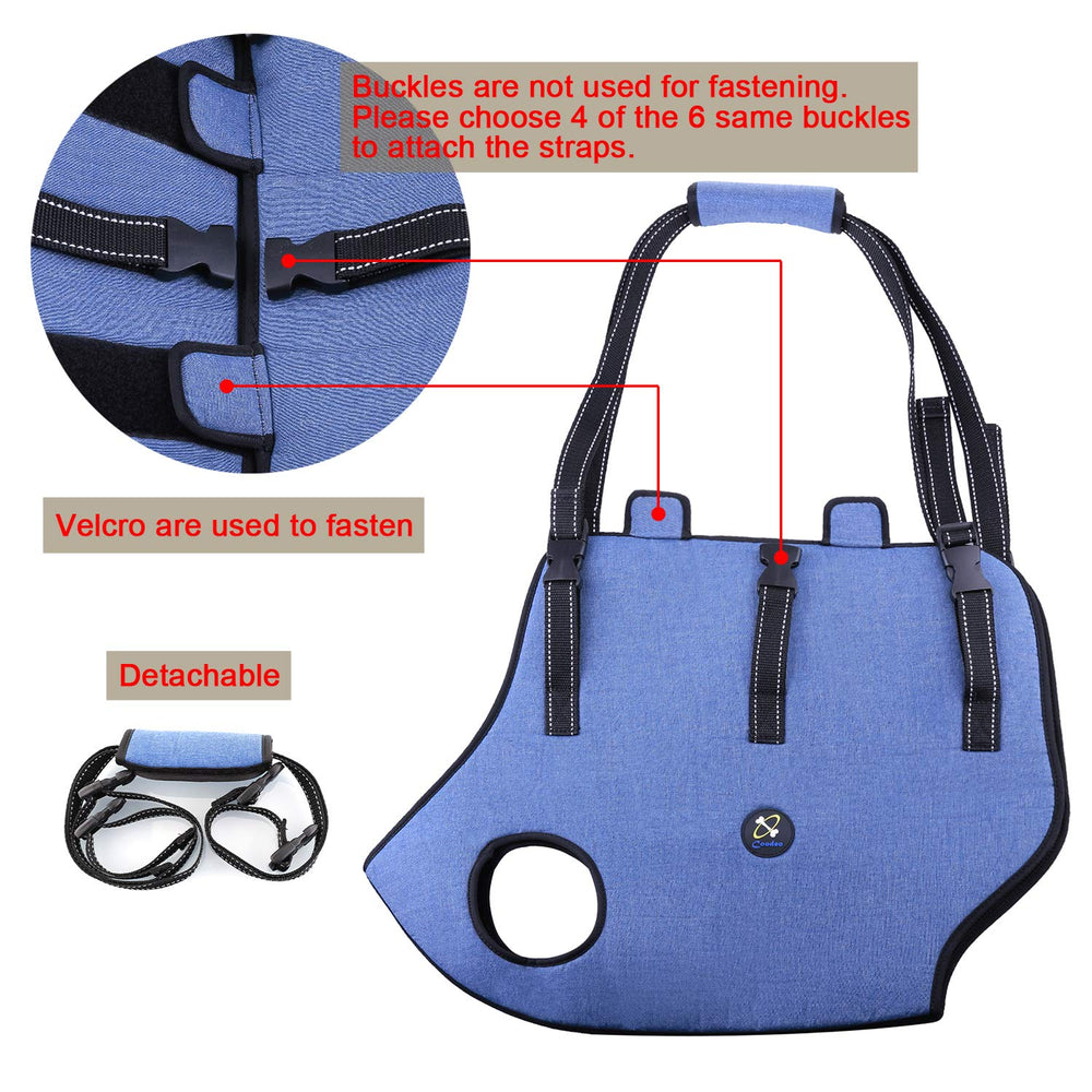 Dog Lift Harness, Pet Support & Rehabilitation Sling Lift Adjustable Padded Breathable Straps for Old, Disabled, Joint Injuries, Arthritis, Loss of Stability Dogs Walk (Blue, L)