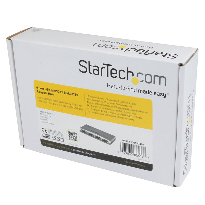 4 Port USB to Serial RS232 Adapter - DB9M - RS232 Extension - Serial to USB, TAA (ICUSB2324)