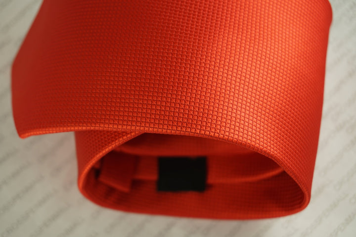 Executive Wardrobe Accessory , 100% Solid Crimson Red Silk Jacquard Woven 3.4 Classic Handmade Men's Necktie Tie