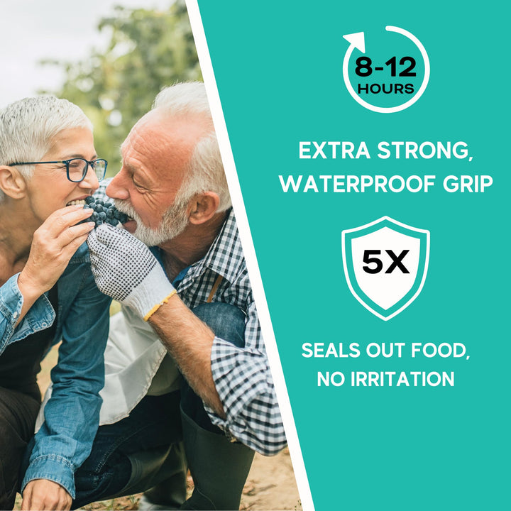 Extra Strong Denture Adhesive Cream, 12 Hour Hold Dental Glue, Waterproof, Zinc & Fluoride Free, Easy Apply Nozzle, Seals Food Out for Comfort, Mint Flavor (5 Pack, 7 Fl Oz)