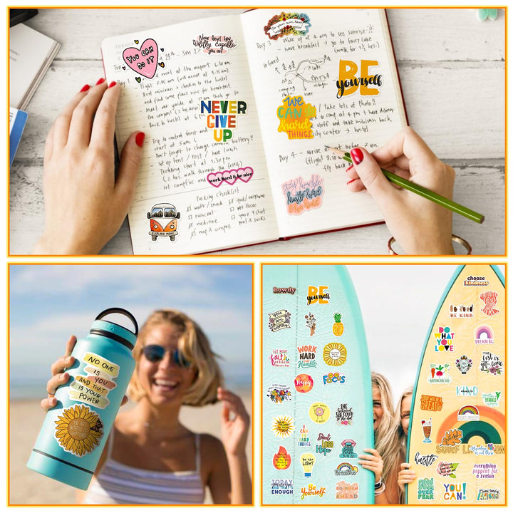 300pcs Mental Health Inspirational Stickers for Laptop, Motivational Quotes Decals, Positive Words Stickers for Water Bottles, Waterproof Vinyl Inspirational Stickers Pack for Adults Teens Skateboard