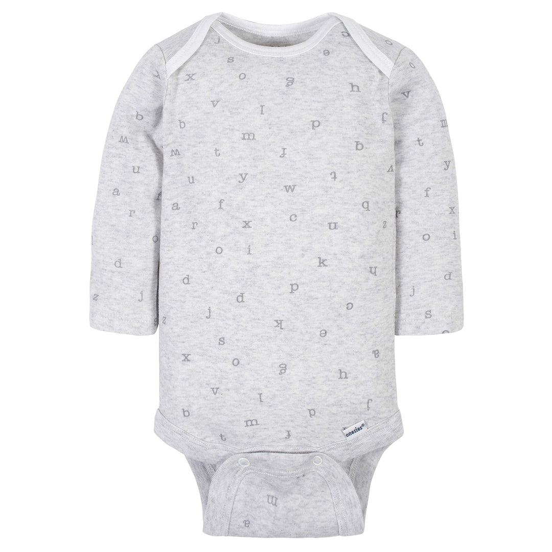 Unisex Baby6 Pack Long-Sleeve Onesies BodysuitWords Grey0-3 Months