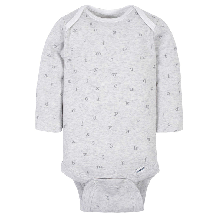 Unisex Baby6 Pack Long-Sleeve Onesies BodysuitWords Grey0-3 Months