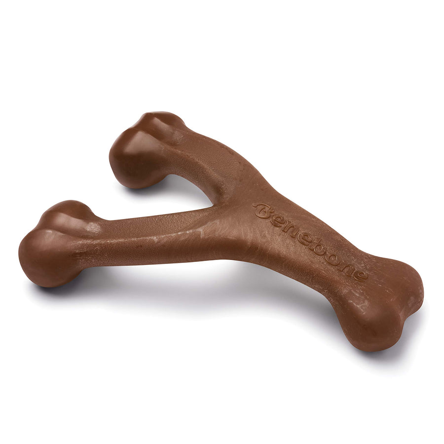Wishbone Durable Dog Chew Toy for Aggressive Chewers, Real Peanut, Made in USA, Large