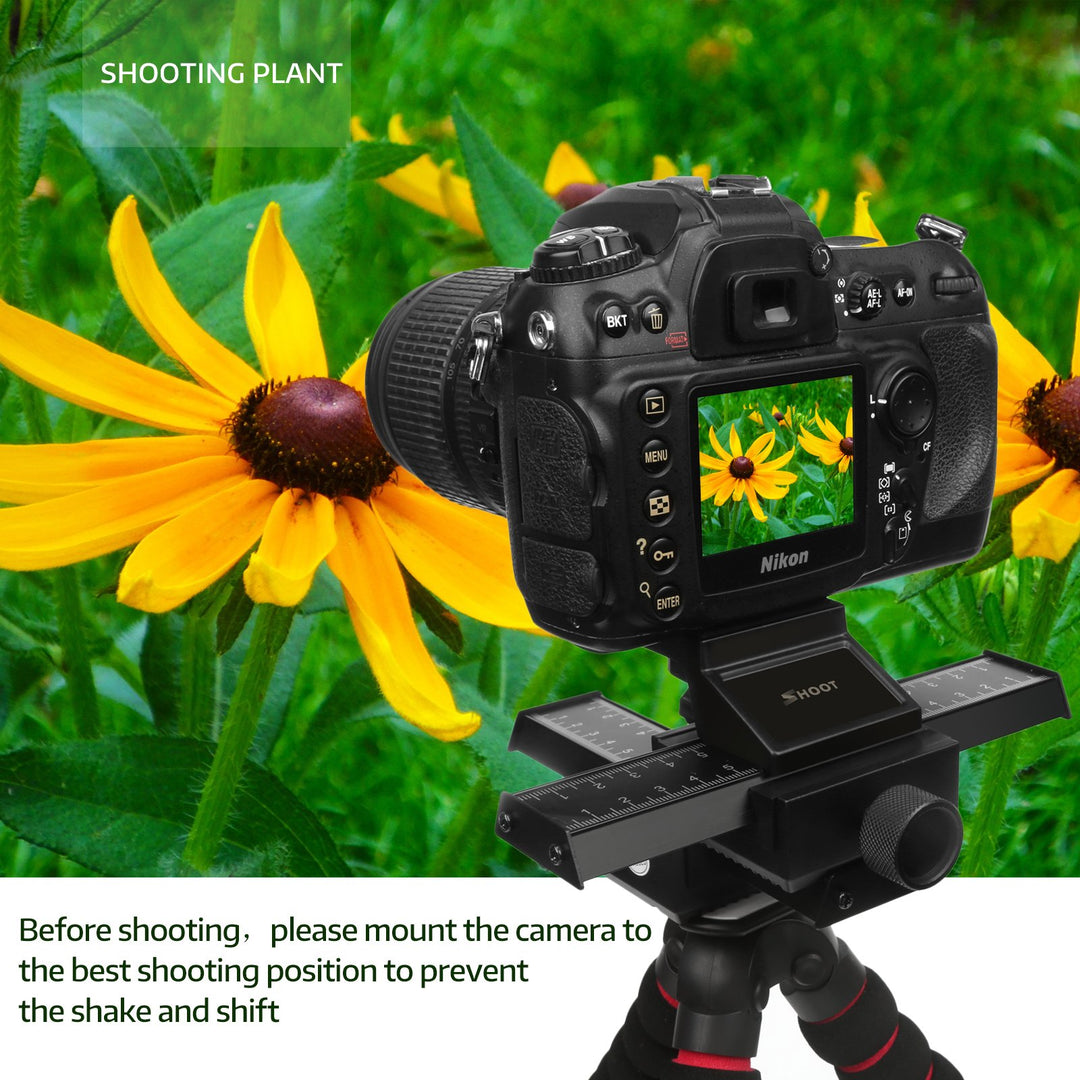 D&F 4 Way Fousing Rail Slider Aluminum Macro Close-Up Stand for Canon Nikon Sony Pentax Olympus and Other DSLR Camera and DC with Standard 1/4 Screw Thread