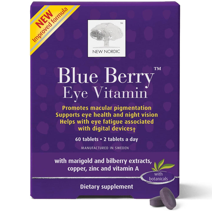 Blue Berry Eye Vitamin Lutein Supplement with Zinc, Supports Macular Pigmentation, Eye and Vision Function, Wild Bilberry with Marigold, 60 Tablets (Pack of 1)