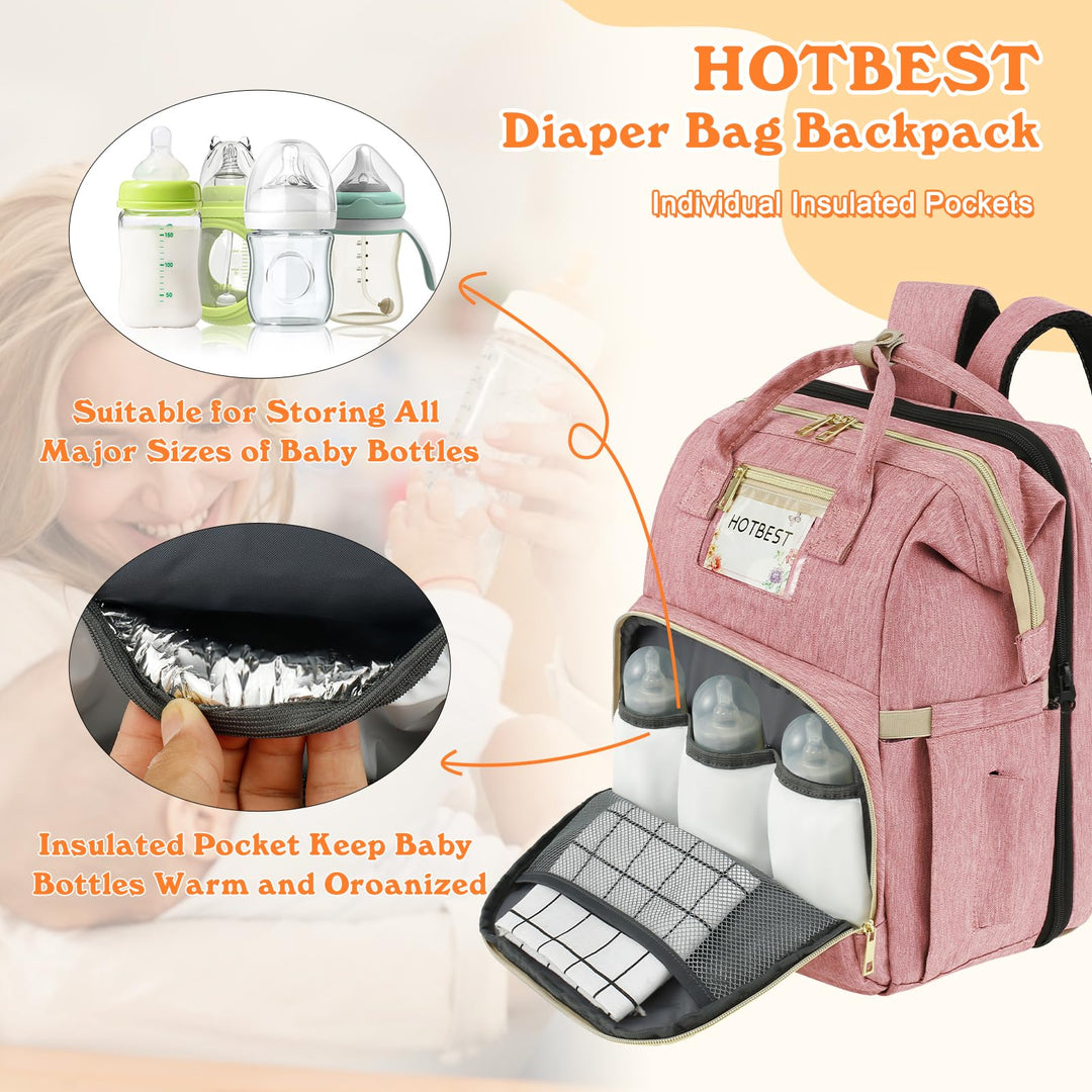 Diaper Bag Backpack, Pink, Large