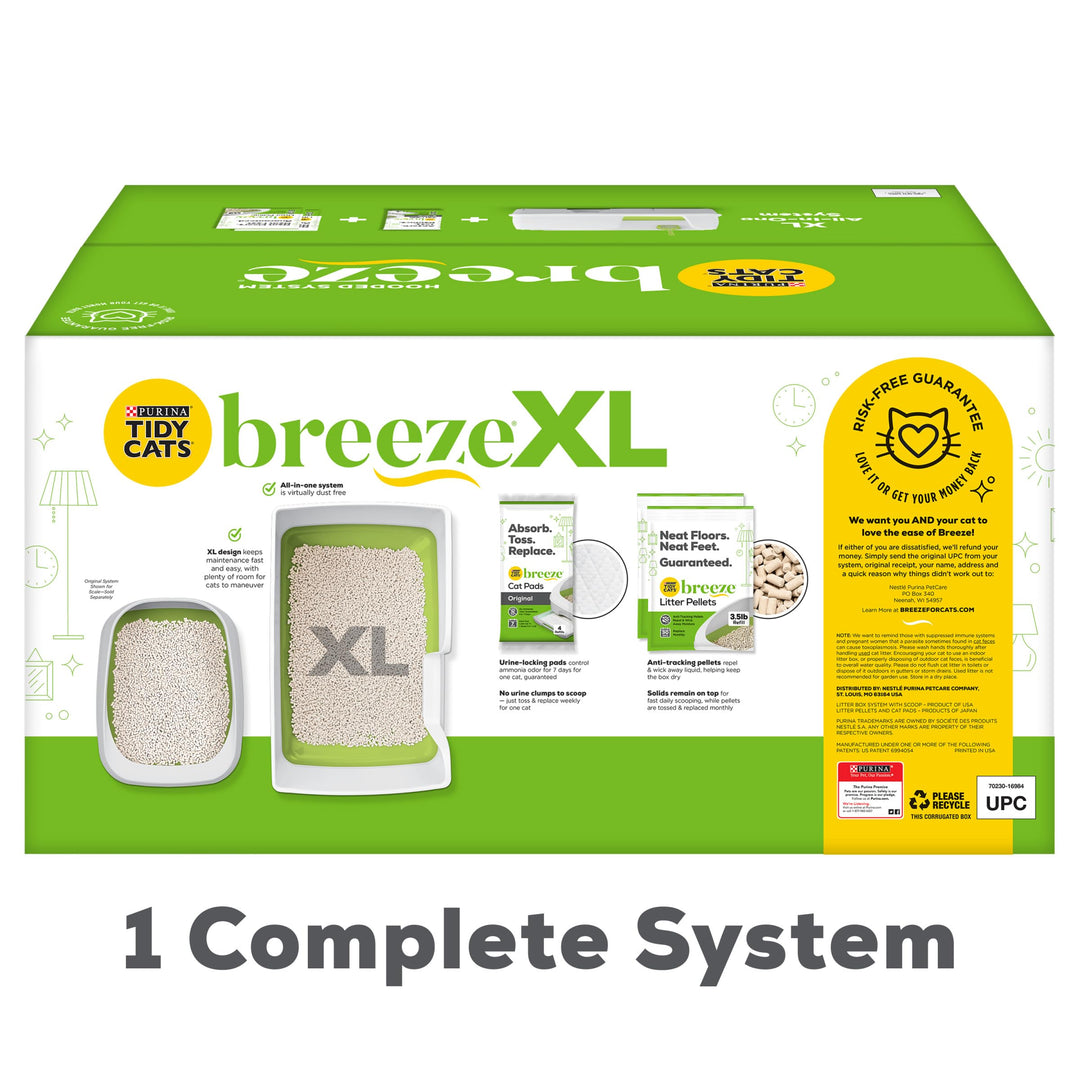 Purina Non Clumping Litter System, Breeze XL All-in-One Odor Control & Easy Clean Multi Cat Box - 18 lb. Box
