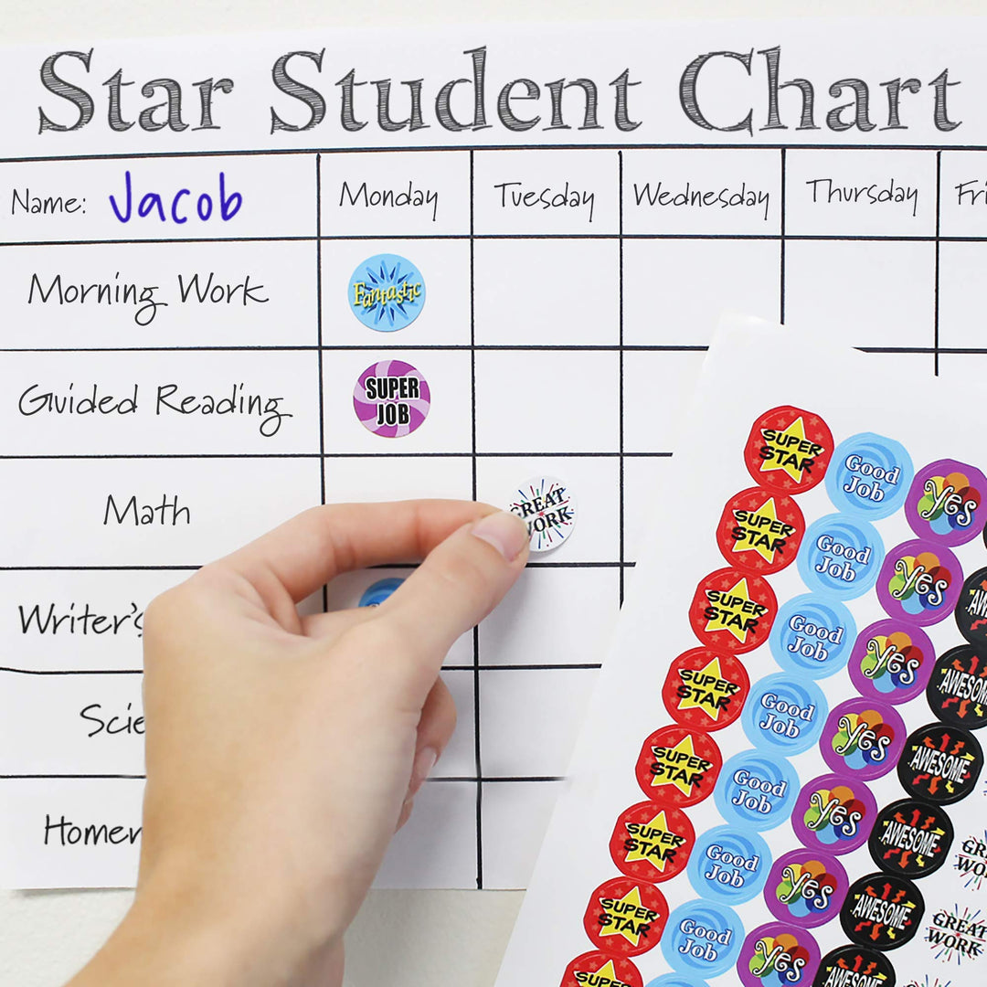 Teacher Reward Motivational Stickers for Children (Set of 1,080)