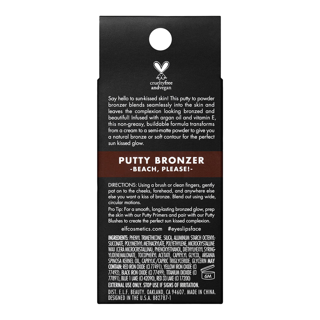Putty Bronzer, Creamy & Highly Pigmented Formula, Creates a Long-Lasting Bronzed Glow, Infused with Argan Oil & Vitamin E, Beach, Please!, 0.35 Oz