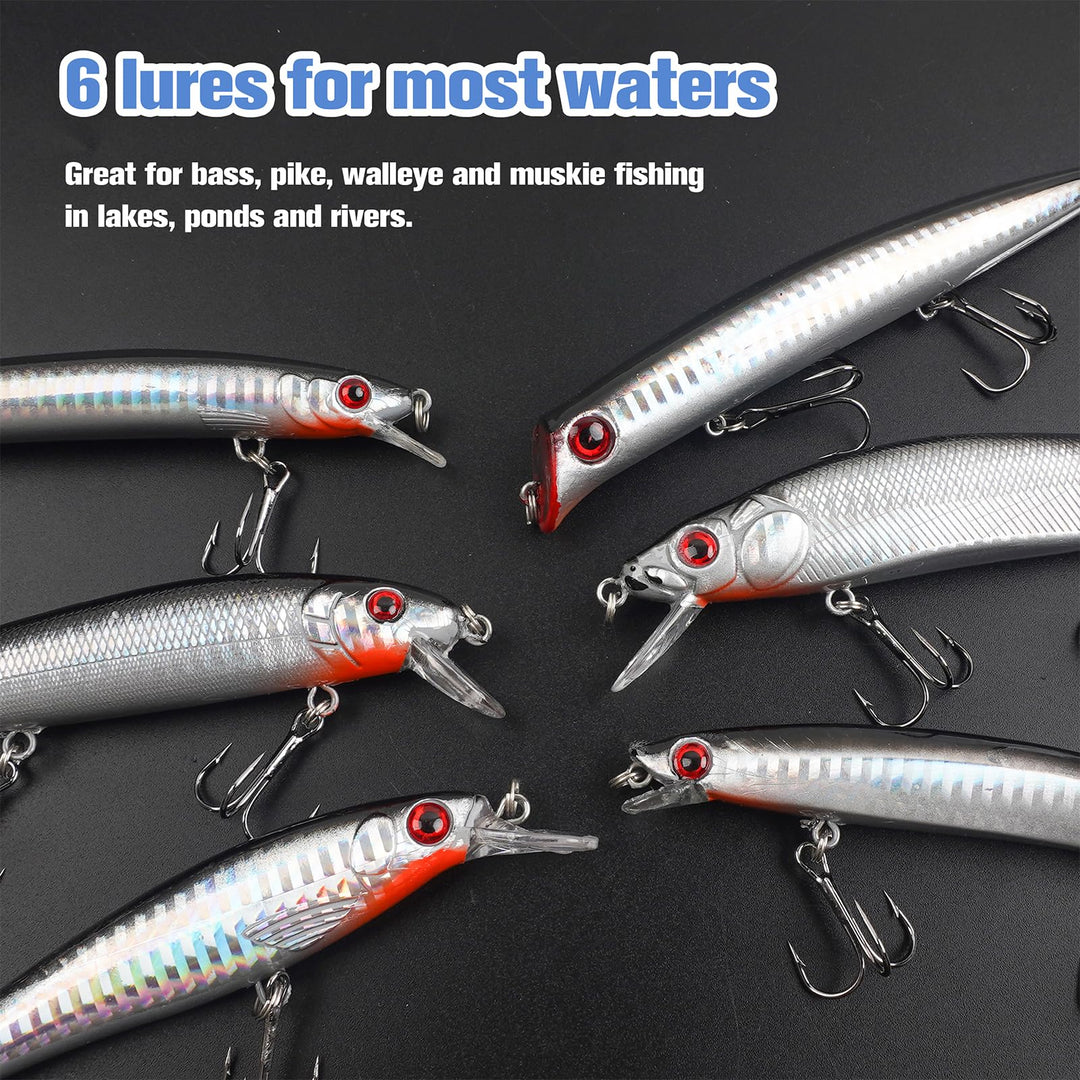 Saltwater Fishing Lures Kit Surf Fishing Striped Bass Lures Hard Bait Minnow Lures Jerkbait Topwater Crankbaits Popper Plugs Offshore Ocean Fishing Lures Tackle