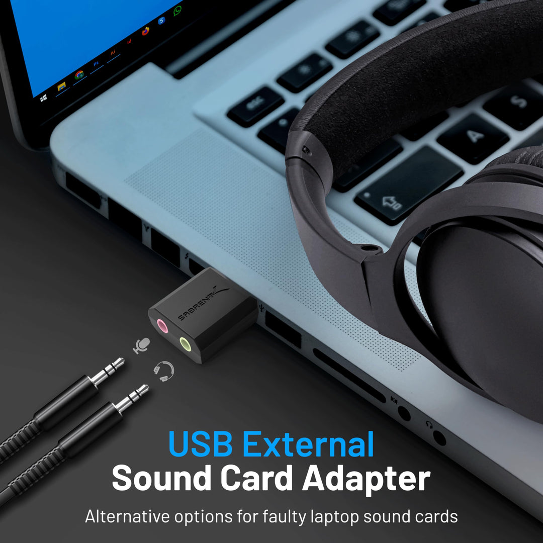 Sabrent USB External Stereo Sound Adapter for Windows and Mac. Plug and Play No Drivers Needed. (AU-MMSA)