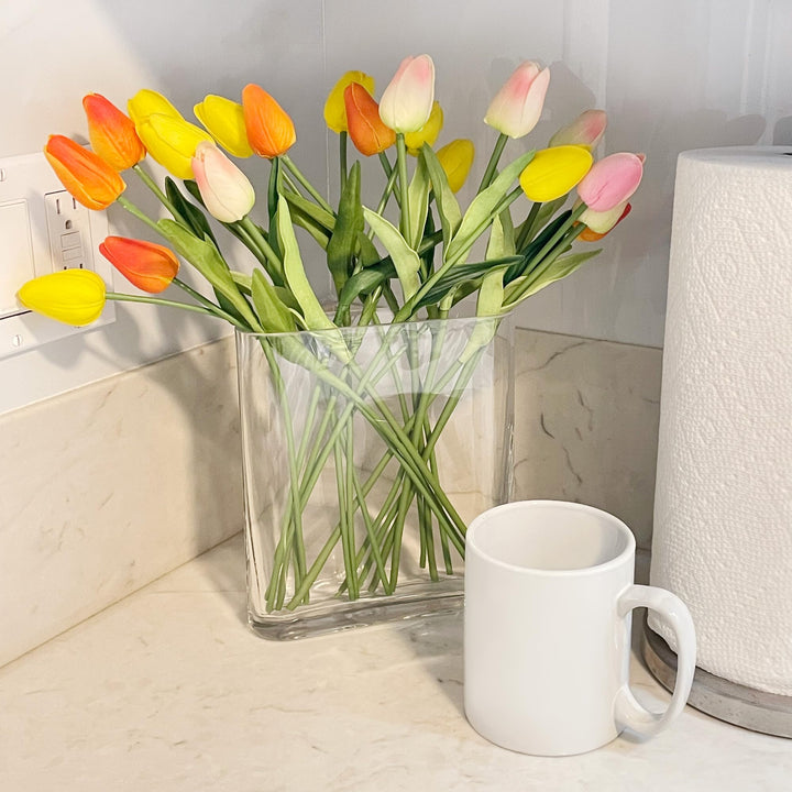 Glass Book Vase (H:8 Open:7x2) | Multiple Size Choices Round Edge Oval Flower Vase | Rectangular Wedding Centerpiece Vases