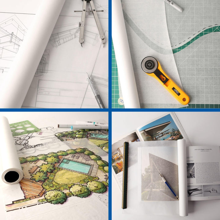 55Y-G Lightweight Tracing Paper Roll, Yellow, Suitable with Ink, Charcoal, Felt Tip Pen, for Sketching or Detailing - 12 inches x 50 Yards, 1-inch Core