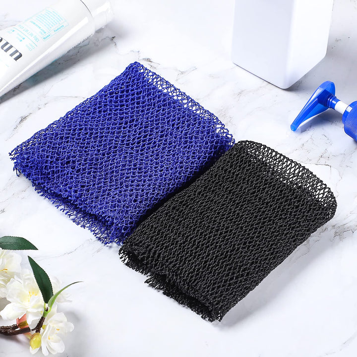 African Net Long Bath Net Sponge, African Bathing Sponge,Body Exfoliating Long Net Shower Body Scrubber Back Scrubber Skin Smoother,Stretch Length to 66 INCH (Blue)