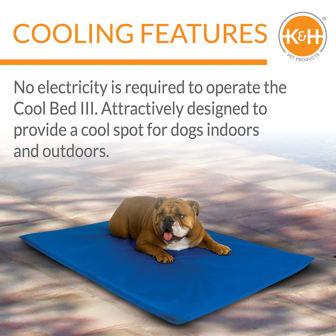 K&H Pet Products Cool Bed III Dog Cooling Mat, Indoor Outdoor Cooling Beds for Medium Dogs, Chilling Pet Pad for in Home, Outdoor Houses, Crates, Yards, Porches - Medium 32 X 22in Chill Blue
